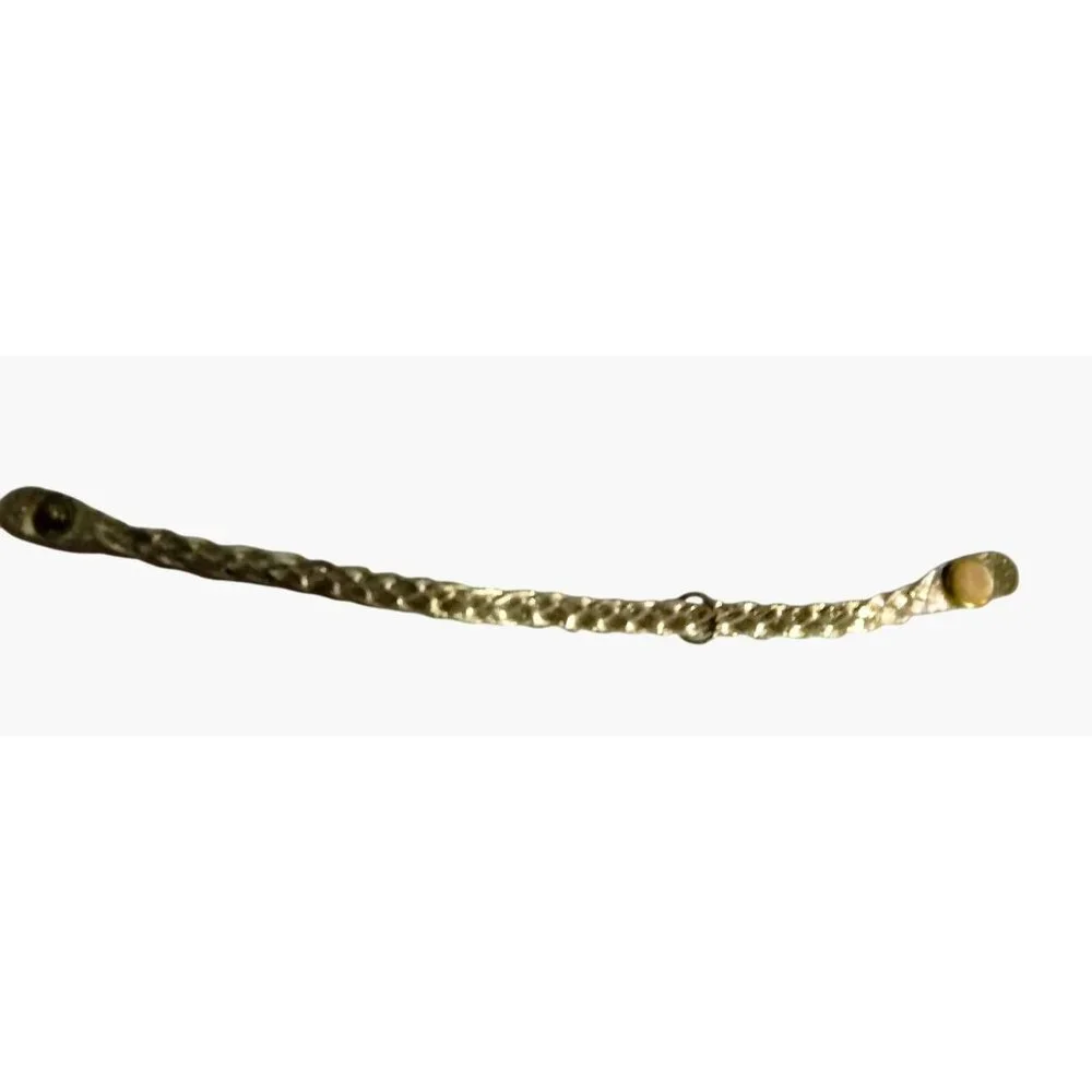 Braided Metallic Gold Leather Bracelet Charm Holder Snap Closure - Picture 3 of 8